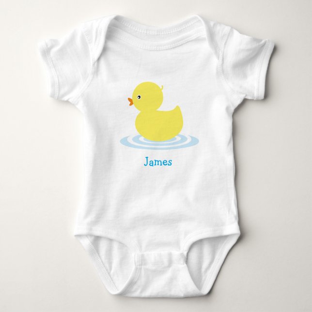 Little Gult Anka Personlig Baby Bodykostym T Shirt (Framsida)