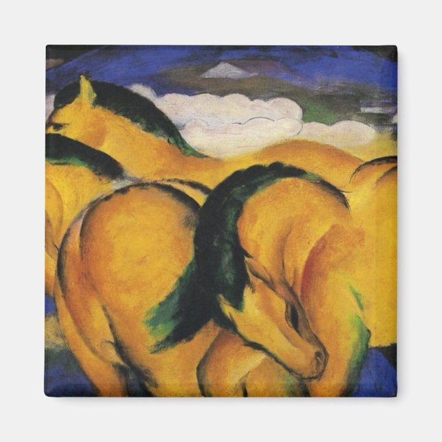 Little Gult Horses 1912 av Franz Marc Magnet (Framsidan)