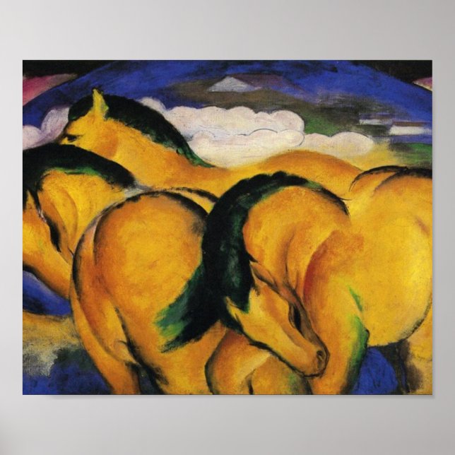 Little Gult Horses 1912 av Franz Marc Poster (Framsidan)