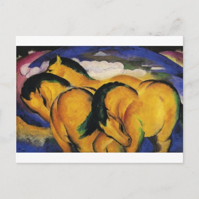 Little Gult Horses av Franz Marc Vykort (Framsida)