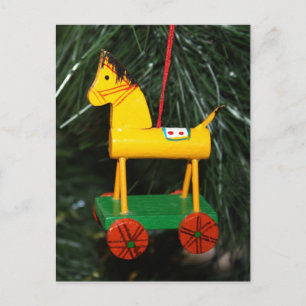 Little Gult Rocking Horse Ornament Vykort