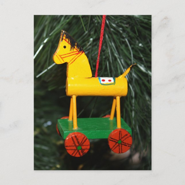 Little Gult Rocking Horse Ornament Vykort (Framsida)