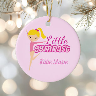 Little Gymnast Söt Rosa Blonde Kids jul Julgransprydnad Keramik