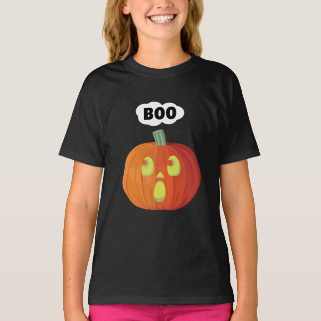 Little Halloween Pumpkin Boo T-Shirt (Framsida)