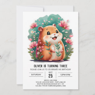 Little Hamster Printable Birthday Inbjudningar