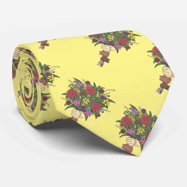 Little Händer Flower Blommigt Bouquet Teacher Tie Slips (Rullad)
