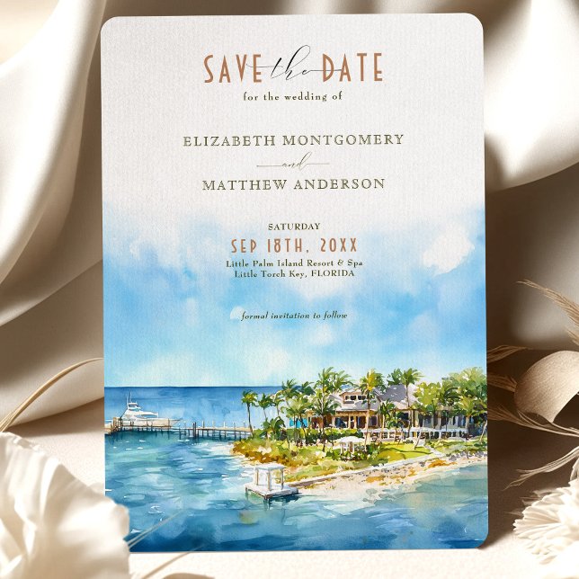 Little Handflatan Island Resort Florida Save Date Inbjudningar (Skapare uppladdad)