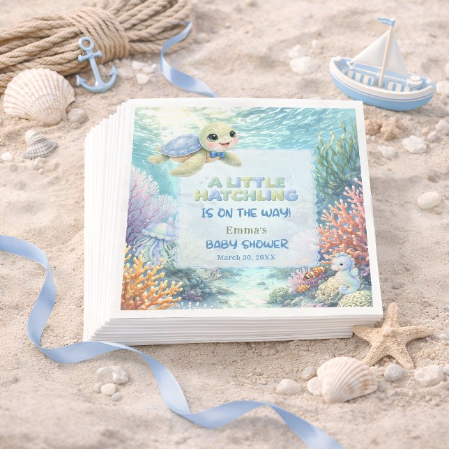 Little Hatchling Sea Turtle Ocean Baby Shower Pappersservett (Skapare uppladdad)