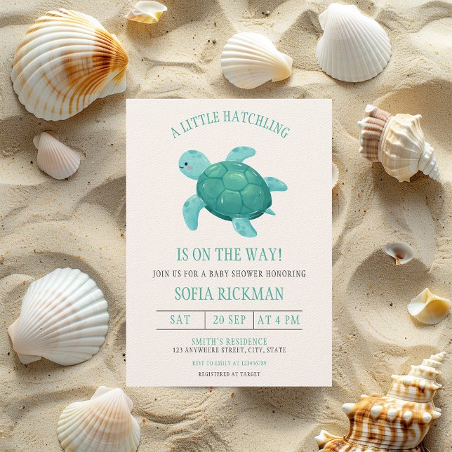 Little Hatchling Turtle Tortoise Ocean Baby Shower Inbjudningar (A little hatchling is on the way Baby Shower Invitation Turtle Sea Tortoise Boy Under the Sea)