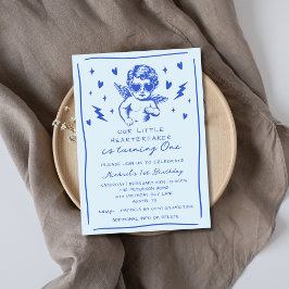 Little Heartbreaker Valentines Boy 1st Birthday Inbjudningar