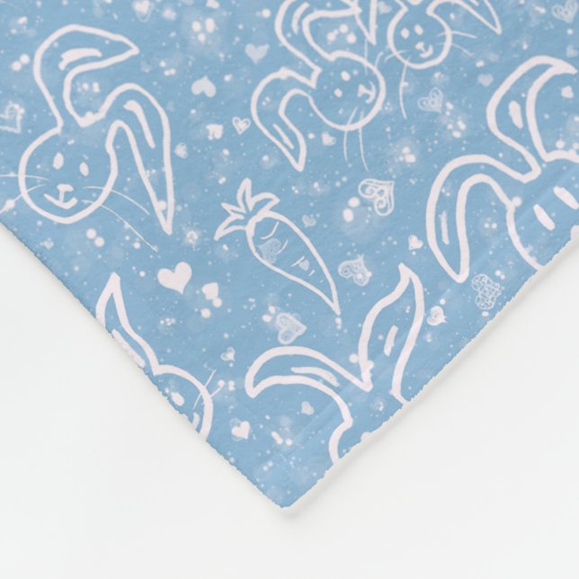 Little Hearts and Bunnies - transparent mönster. Fleecefilt (Hörn)