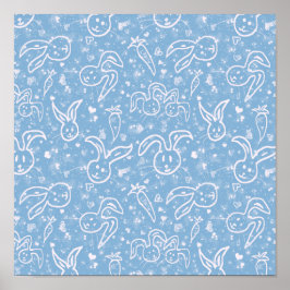 Little Hearts and Bunnies - transparent mönster. Poster