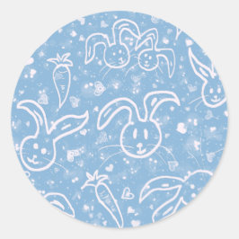 Little Hearts and Bunnies - transparent mönster. Runt Klistermärke