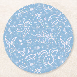 Little Hearts and Bunnies - transparent mönster. Underlägg Papper Rund