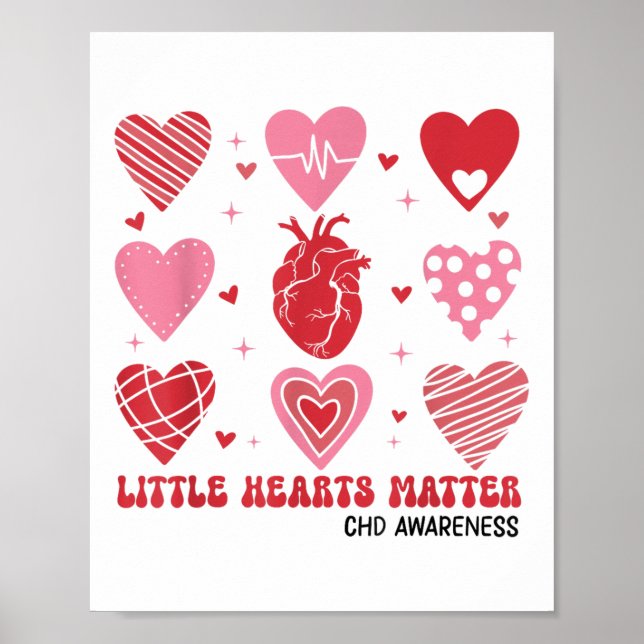 Little Hearts Chd Awareness Heart Anatomy Valentin Poster (Framsidan)