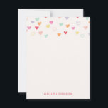 Little Hearts Stationery - jordgubbe Anteckningskort<br><div class="desc">Flickans skrivbord med många färgstarka små hjärtan.</div>