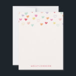 Little Hearts Stationery - Jordgubbe Anteckningskort<br><div class="desc">Flickas brevpapper med många färgglada små hjärtan.</div>