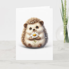Little Hedgehog med Daisy Blank Nature Hälsning Kort