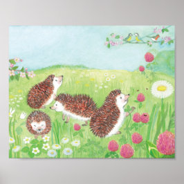 Little Hedgehogs i Meadow Poster