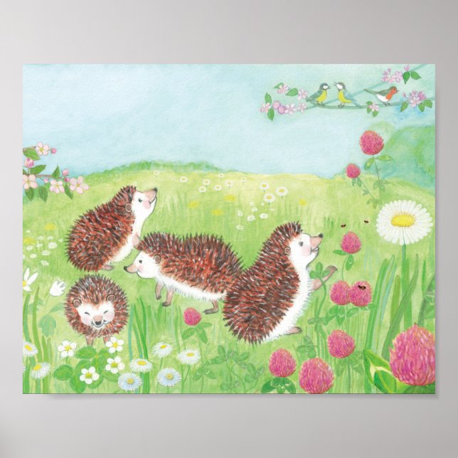 Little Hedgehogs i Meadow Poster (Framsidan)