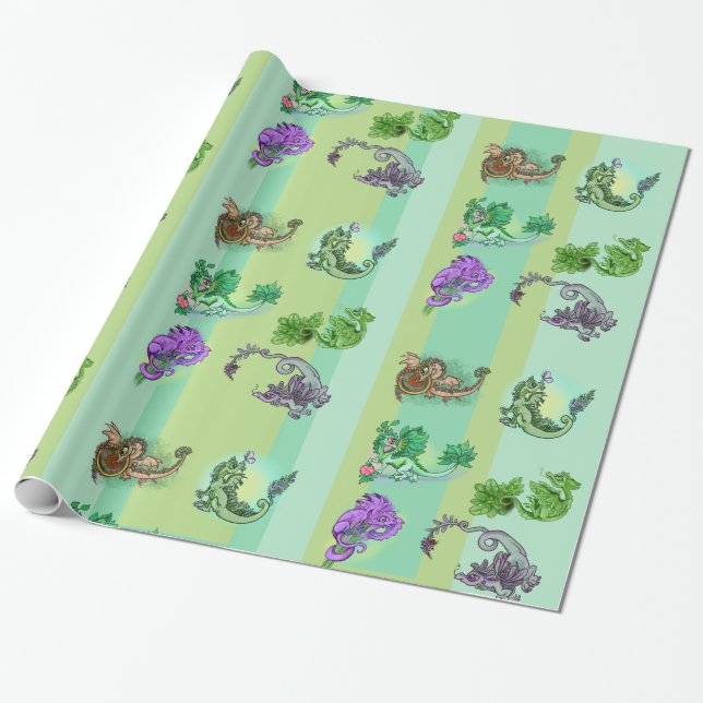 Little Herb Garden Dragons Presentpapper (Utrullad)