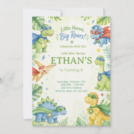 Little Heroes Big Roars Dinosaur Birthday Inbjudningar