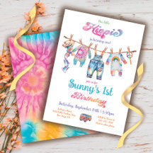 Little Hippie Tye Dye Clothesline 1st Birthday