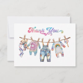 Little Hippie Tye Dye Clothesline Tackkort Inbjudningar