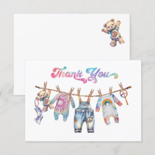 Little Hippie Tye Dye Clothesline Tackkort Inbjudningar