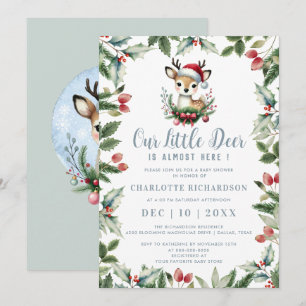 Little Hjort Baby Shower Cute Winter jul Boy Inbjudningar