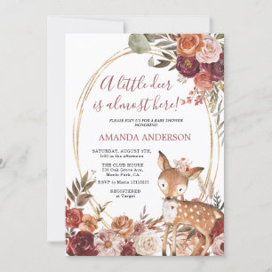 Little Hjort Beige Marsala Baby Shower-inbjudan Inbjudningar