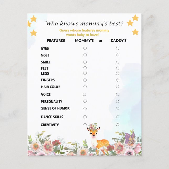 Little hjort, Big Joy Rosa-blomman Baby Shower-tem Flygblad (Framsidan)