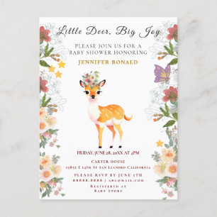 Little hjort, Big Joy Rosa-blomman Baby Shower-tem Inbjudan Vykort