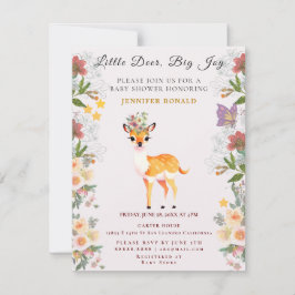 Little hjort, Big Joy Rosa-blomman Baby Shower-tem Inbjudningar