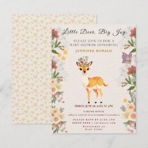 Little hjort, Big Joy Rosa-blomman Baby Shower-tem Inbjudningar