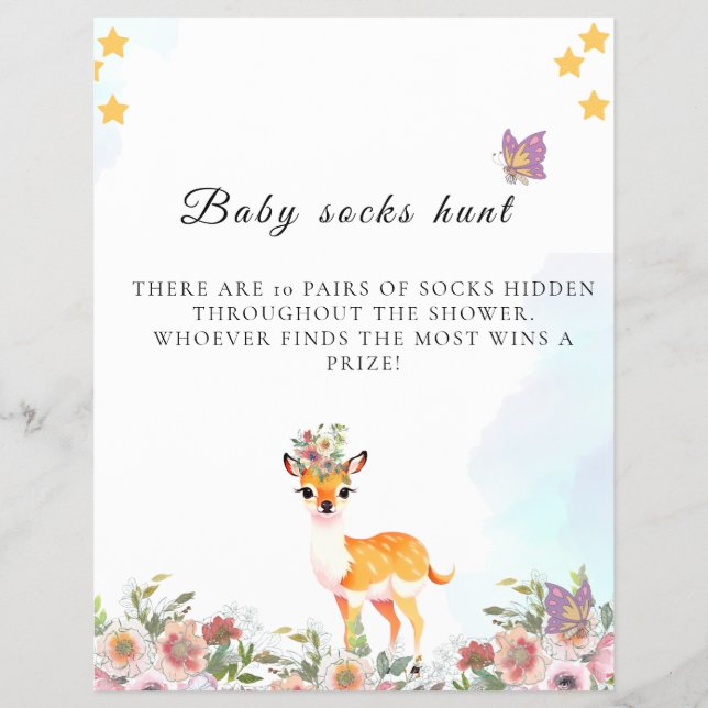 Little hjort, Big Joy Rosa-blomman Baby Shower-tem Reklamblad (Framsidan)