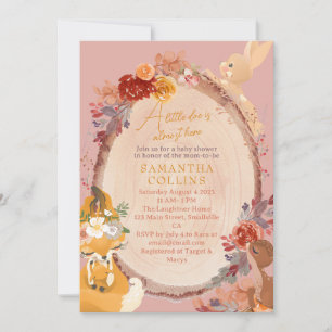 Little Hjort Girl Woodland Baby Shower Inbjudningar