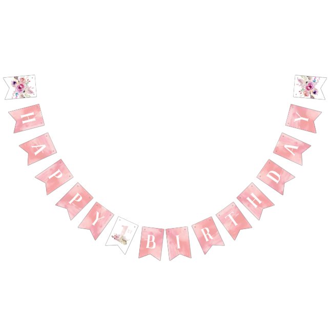 Little Hjort Lycklig First Birthday Vimplar (Alla)