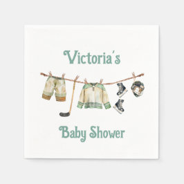 Little Hockey Player Baby Shower Clothesline Pappersservett