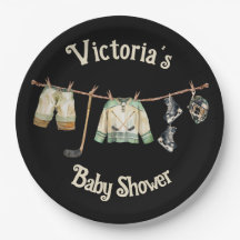 Little Hockey Player Baby Shower Clothesline Puck