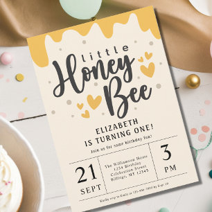 Little honey Bee 1st Birthday Party Inbjudningar