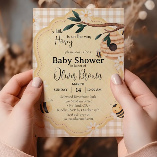 Little honey Bee Baby Shower Watercolor Inbjudningar (Skapare uppladdad)