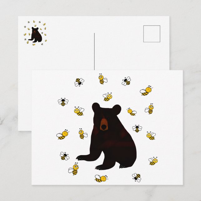 Little honey Bee Bear Vykort (Fram/baksida)