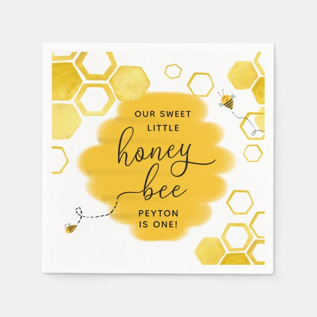 Little honey Bee Birthday Napkins Pappersservett (Framsidan)