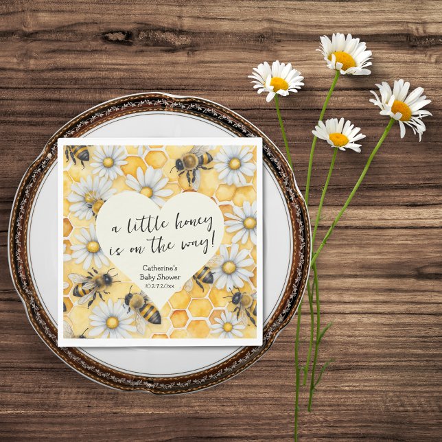 Little honey Bee Comb Daisy Vår Baby Shower Pappersservett (Skapare uppladdad)
