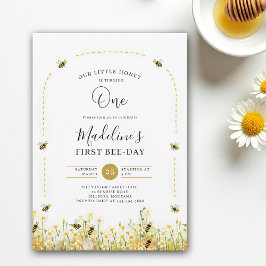 Little Honey Bee Day Wildflowers Arch 1st Birthday Inbjudningar