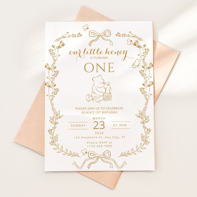 Little Honey Bee First Birthday Invitation Inbjudningar (Skapare uppladdad)