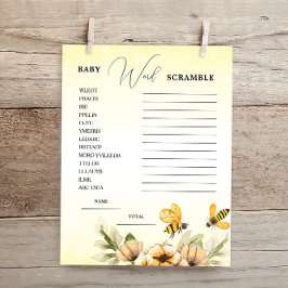 Little honey Bee Ord Scramble Baby Shower Game