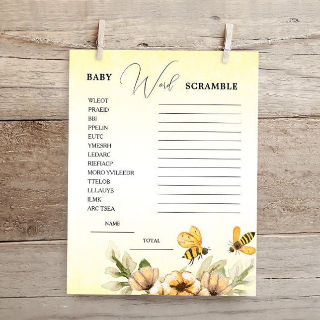 Little honey Bee Ord Scramble Baby Shower Game (Skapare uppladdad)