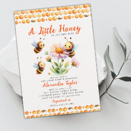 Little honey Cute Bees Wildblomme Flicka Shower Inbjudningar